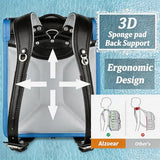 Alzoear Ransel Randoseru Backpack Semi-automatic satchel Japanese school bag for girls and boys PU leather BlackBlue