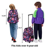 Tilami Rolling Backpack 18 inch Double Handle with Lunch Bag Wheeled Kids Backpack, Leaves Pink