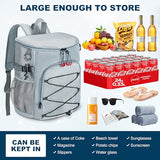 Karamagic Cooler Backpack 30 Cans,Portable Backpack Coolers Insulated Leak Proof,Made with Water-Resistant 900D Oxford Lightweight Cooler Bag for 12h Hot/Cold Retention (Lightgrey(900D))
