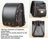 Star-Wind Randoseru Ransel backpack automatic Lock Japanese school bags for primary school students Leather backpacks for kids boys and girls ((Black*Red)