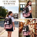 RETEN Kawaii Anime Backpack for Girls 20L - Waterproof Nylon School Bookbag with USB Charging Port, Cute Travel Laptop Daypack for Teens, Large Capacity