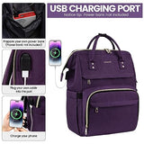 LOVEVOOK Laptop Backpack for Women,15.6 Inch Professional Womens Travel Backpack Purse Computer Laptop Bag Nurse Teacher Backpack,Waterproof Work Bags Carry on Back Pack with USB Port,Dark Purple