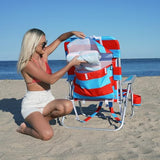 Rio Beach 2-Pack Wide Big Boy 4-Position Backpack Beach Chair with Pillow, Arms, and Storage Pouch, Lightweight Outdoor Portable Camping Chair with Carry Straps, Supports up to 300 lbs., Blue/Red