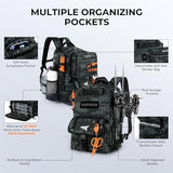 KastKing BaitSpace 50L Fishing Tackle Backpack with Removable Bait Binder,2 Rod Holders Storage Fishing Gear and Equipment,Black Camo