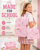CAMTOP Backpack for School Kids Cute Backpacks for Girls Elementary Lighweight Bookbag with Lunch Box Pencil Case 3 in 1 (Pink Bow Heart)