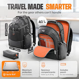 EVERKI Business 120 Laptop Backpack 40L with Rain Cover - Large Compartment Fits Up To 18.4", Travel Friendly Lightweight Business & Office Bag, 180° Fold-Out Design, Multiple Padded Pockets, Black