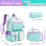 Meetbelify Aesthetic Backpack for Elementary Student with Lunch Box - Cute Bookbag for Girls 8-10