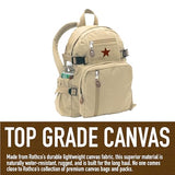 Rothco Vintage Canvas Compact Backpack, Small Cotton Canvas Daypack with Multi Pockets, Adjustable Straps, Mini Travel Bag (Woodland Camo)