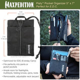 MAXPEDITION Platy Pocket Organizer, Durable EDC Tool Pouch for Men, Neck Wallet with Paracord Lanyard, Holds Flashlight, Multitool, Pen, Notebook (Black, 5" x 7")