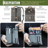 MAXPEDITION Platy Pocket Organizer, Durable EDC Tool Pouch for Men, Neck Wallet with Paracord Lanyard, Holds Flashlight, Multitool, Pen, Notebook (Wolf Gray, 5" x 7")