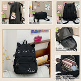 UINSUE Kawaii Chick Backpack with Detachable Front Pocket Casual Comic Cat Face Design Ita Bag for Conventions and Everyday Use 13L (Black-Cat)