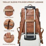 Shrrie Laptop Backpack for Women 15.6 inch,Travel Leather Backpack Purse Nurse Teacher Carry on Backpack Computer Bag,Professional Water-Resistant College Business Work Casual Daypack,Two-toned Brown