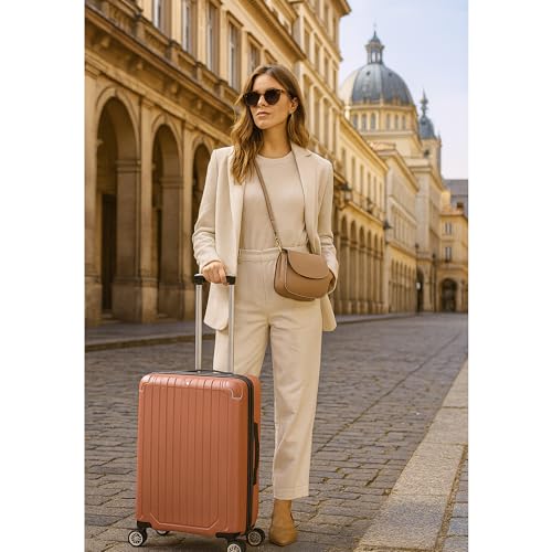 World Traveler Dejuno Beaumont 20-Inch Carry-On Lightweight Hardside Expandable Spinner Luggage - Rose Gold