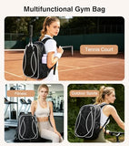Marvolia Tennis Bags for Women Men, Tennis Backpack Holds 2 Rackets with Ventilated Shoe Compartment & Wet Pocket, Tennis Racket Bag Backpack for Pickleball Tennis Badminton - Black