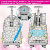 AGSDON Rolling Backpack for Girls, Women Roller Wheels Bookbag, Laptop Daisy Wheeled School Bag with Wheels for Teens