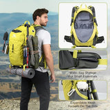Farmer&Donkey Hiking Backpack, 40L Waterproof Camping Backpack with Packable Back Panel & Rain Cover, Men Women Rucking Backpacking Backpack Outdoor Sport Lightweight Travel Daypack for