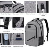 Asenlin Travel Laptop Backpack for Women & Men,Water Resistant Business Slim Sturdy Laptops Backpack with USB Charging Port,Fits 17.3 Inch Notebook College School Computer Bag-Grey