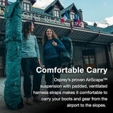 Osprey Mountain Bound Ski & Snowboard Boot Bag - Backpack with AirScape™ Technology and Padded Structure - Premium Winter Luggage with Shoe Changing Mat, Black