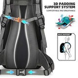 King'sGuard 70L Hiking Backpack with Rain Cover Lightweight Waterproof Travel Camping Backpack Large Backpacking Pack for Men and Women (Black)