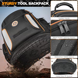 LOKASS 18.1-Inch Tool Backpack, 75 Pockets, Black