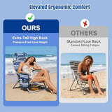 DIAMONDFORGE 2 Pack Lightweight Portable Beach Chair for Adults, 350 LBS Capacity Backpack Beach Chair, Reclining Beach Chair with 5-Position Lay Flat, Large Cup Holder for Beach Camping Sports, Blue