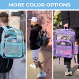 SHYLERO Clear Backpack Heavy Duty XL - H18''xW14''xD8. Has TSA Lock - Black