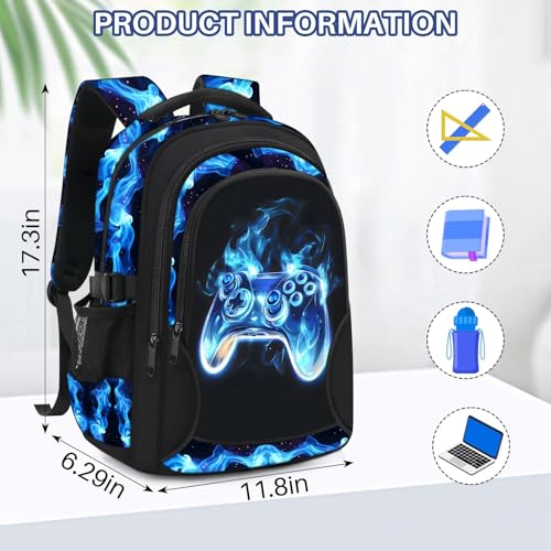 ZHIMEBYE Kids Backpack for Boys - Gamer Boys Backpacks for Kids Teens Elementary Middle School, 17″ Large Capacity Students Bookbag, Perfect for Travel and School