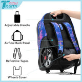 NEW TILAMI 19 inch Rolling Backpack Teens Rolling Backpack Cute Wheeled Laptop Backpack Bookbag Roller Travel Bag College, Star Violet