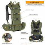 MOXULE Hunting Backpack Frame - Lightweight Aluminum Pack Frame for Backpacking, Hiking, Meat-Hauling, Large Load Hunting Green