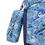 Jordan Unisex Backpack with Pencil Pouch, Light Blue Graphic Print