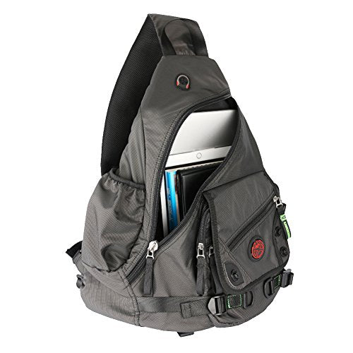 Kawei Knight Large Sling Bag Laptop Backpack Cross Body Messenger Bag Shoulder Travel Rucksack (A-Black)