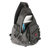 Kawei Knight Large Sling Bag Laptop Backpack Cross Body Messenger Bag Shoulder Travel Rucksack (A-Black)