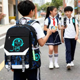 RM Family School Backpack for Boys Print Backpack Teenagers Anime Large School Bag Outdoor Reflective Daypack.Luminous Pattern Travel Laptop Backpack - With Usb Charging Port Headphone port(Blue)