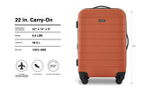 Wrangler Smart Spinner Hardside Luggage, 22-Inch Carry-On, Burnt Orange