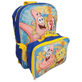 Ruz Group Kid's Licensed 16 Inch Backpack With Removable Lunch Box Set (Sponge Bob)