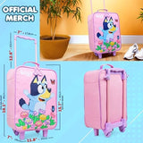 Bluey Kids Suitcase with Wheels Carry On Luggage for Boys Girls Foldable Travel Bag Small Rolling Cabin Case with Handle Lightweight Gifts for Kids S (L18inch x W11.8inch - 15L, Pink)