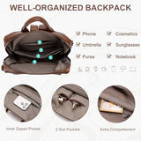 VASCHY Backpack Purse for Women, Large Vegan Leather Backpack Purse with Wallet Pouch Set Convertible Handbag for Ladies Guitar Strap Brown