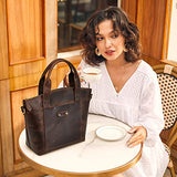 S-ZONE Genuine Leather Satchel Bags for Women Crossbody Tote Top-Handle Handbags Shoulder Purse Medium