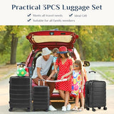 OLIXIS 3-Piece Suitcase Set, Hardside Luggages with Spinner Wheels, Lightweight ABS Hard Shell Travel Luggage, Expandable Carry-On Suitcase with TSA Approved Lock–Black(20+24+28 Inch)
