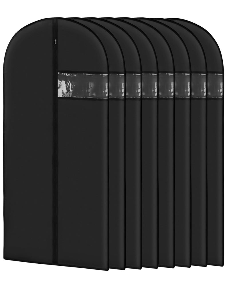 Garment Bags for Hanging Clothes 8 packs Washable Black Suit Bags for Closet Storage and Travel with Clear Window (43 inches)