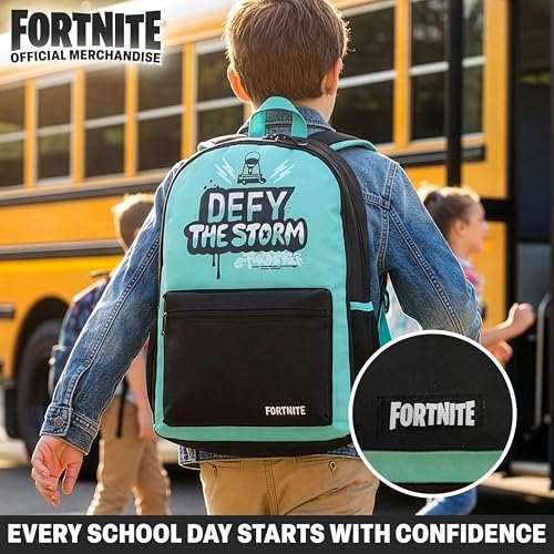 Get Trend Fortnite Kids Backpack, Boys Lightweight 18 inch Book Bag, Adjustable Padded Straps Travel School Bag, Gamer Gifts (Blue Fortnite)