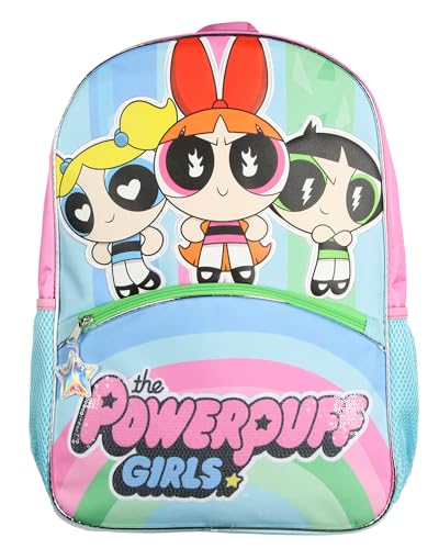 Bioworld The Powerpuff Girls Buttercup Blossom Bubbles Heroine Stance Backpack 17" Travel Laptop Backpack