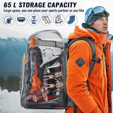 RESVIN Ski Boot Bag, 65L Durable Travel Backpack, 1680D Nylon Waterproof Snowboard Boot Bag, Skiing and Snowboarding Travel Luggage for Helmet, Goggles, Gloves, Outerwear & Accessories (Grey)