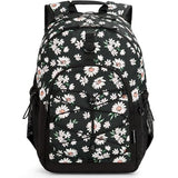 Choco Mocha Daisy Backpack for Teen Girls, Travel School Backpack for Girls Middle School Large Bookbag 18 Inch, Black