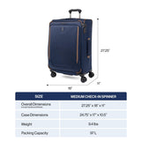 Travelpro Crew Classic Lightweight Softside Expandable Checked Luggage, 8 Wheel Spinner Suitcase, TSA Lock, Men and Women, Checked Medium 25-Inch, Patriot Blue