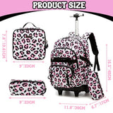 Meetbelify Rolling Backpack for Girls Backpack with Wheels for Elementary Student Kids School Bag with Lunch Box Pencil Case for Girls Ages 6-8 Years Old