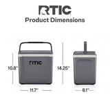 RTIC 8 QT Road Trip Personal Cooler, Small, Compact, Insulated, Portable Ice Chest Box for Food, Drink, Beverage, Beach, Camping, Picnic, Fishing, Boat, 12-Can Capacity, Dark Grey & Cool Grey