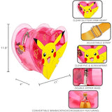 Pokemon Mini Backpack for Adults - Bundle with 12" Heart Shaped Pikachu Backpack Purse for Women Plus Trading Cards | Pokemon Small Bookbag Set