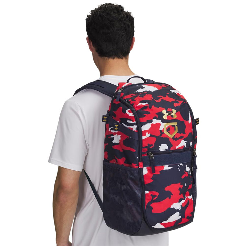 Under Armour Unisex Utility Baseball Backpack Print, (412) Midnight Navy / / Metallic Gold, One Size Fits All