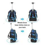 Tilami Rolling Backpack 19 inch with Lunch Bag Wheeled Laptop Backpack (Blue Wave)